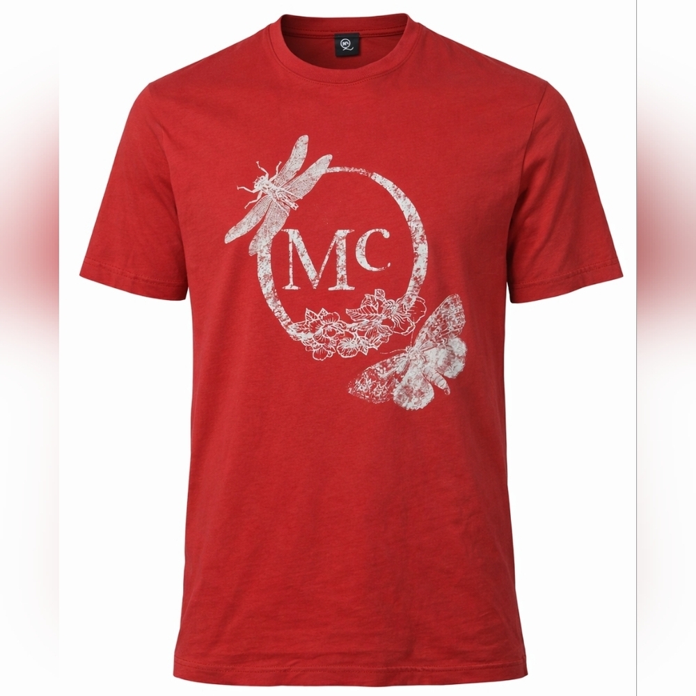 Alexander McQueen Men’s Red Graphic Tee Size Large | Dragonfly Butterfly MC Logo